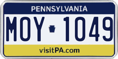 PA license plate MOY1049