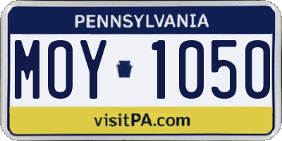 PA license plate MOY1050