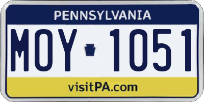PA license plate MOY1051