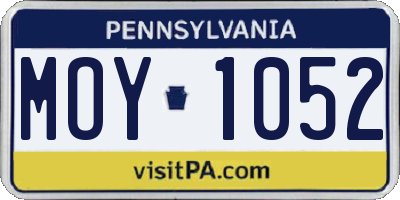PA license plate MOY1052