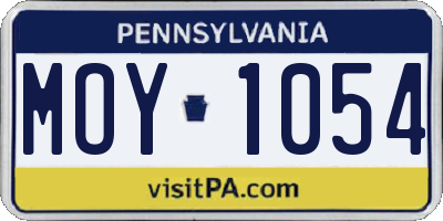 PA license plate MOY1054