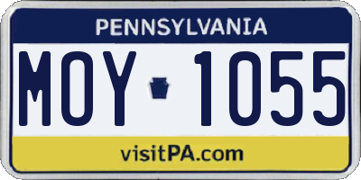 PA license plate MOY1055