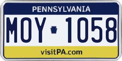 PA license plate MOY1058