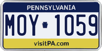 PA license plate MOY1059