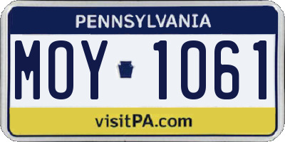 PA license plate MOY1061