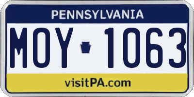 PA license plate MOY1063