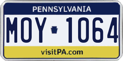 PA license plate MOY1064