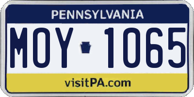PA license plate MOY1065