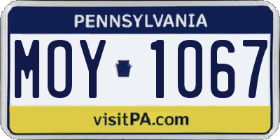 PA license plate MOY1067