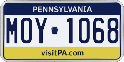 PA license plate MOY1068