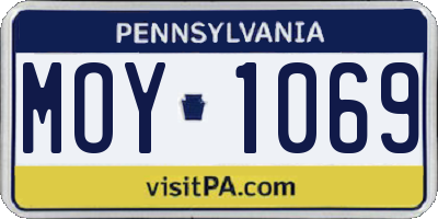 PA license plate MOY1069