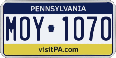 PA license plate MOY1070