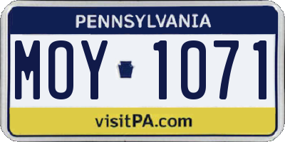 PA license plate MOY1071
