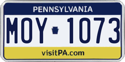PA license plate MOY1073