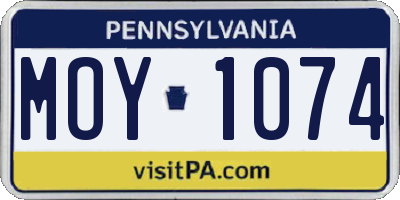 PA license plate MOY1074