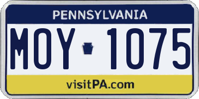 PA license plate MOY1075