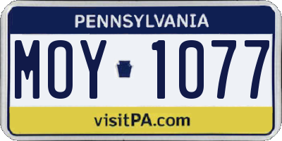 PA license plate MOY1077