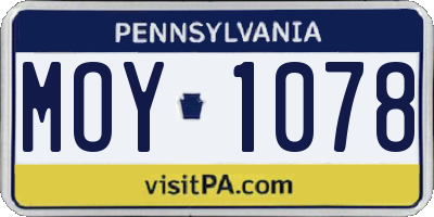 PA license plate MOY1078