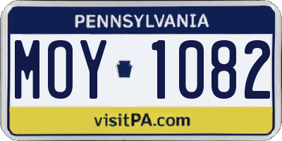PA license plate MOY1082