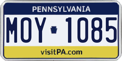 PA license plate MOY1085