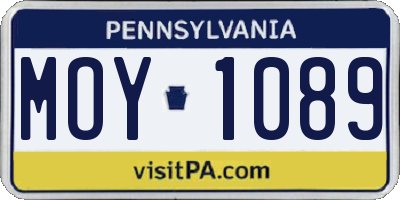 PA license plate MOY1089