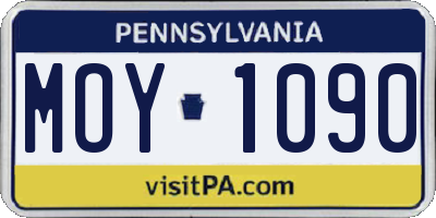 PA license plate MOY1090