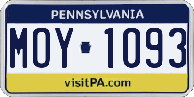 PA license plate MOY1093