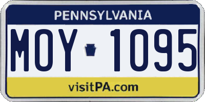 PA license plate MOY1095