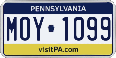 PA license plate MOY1099