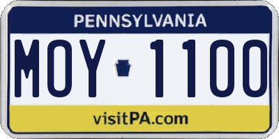 PA license plate MOY1100