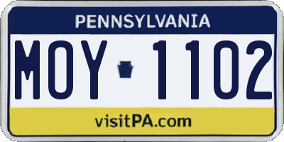 PA license plate MOY1102