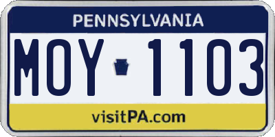 PA license plate MOY1103
