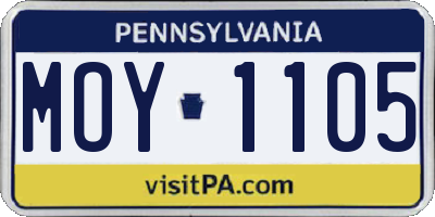 PA license plate MOY1105