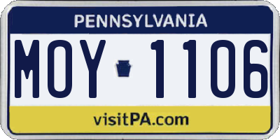 PA license plate MOY1106