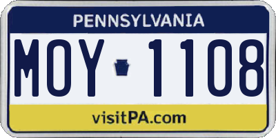 PA license plate MOY1108