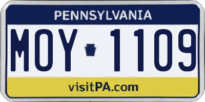 PA license plate MOY1109