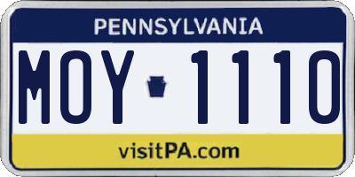 PA license plate MOY1110