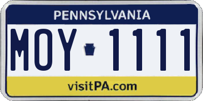 PA license plate MOY1111
