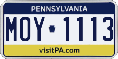 PA license plate MOY1113