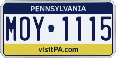 PA license plate MOY1115