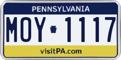 PA license plate MOY1117