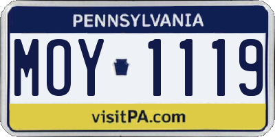 PA license plate MOY1119