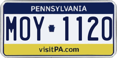 PA license plate MOY1120
