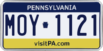 PA license plate MOY1121