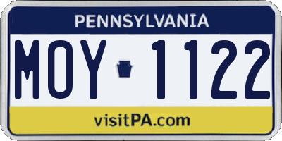 PA license plate MOY1122