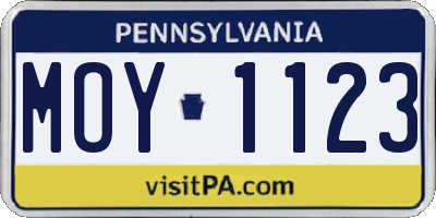 PA license plate MOY1123