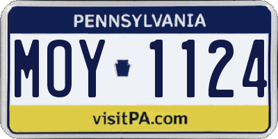 PA license plate MOY1124