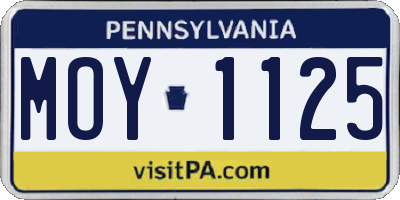 PA license plate MOY1125