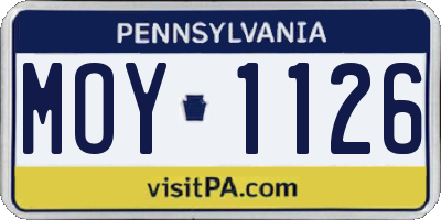 PA license plate MOY1126