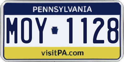 PA license plate MOY1128